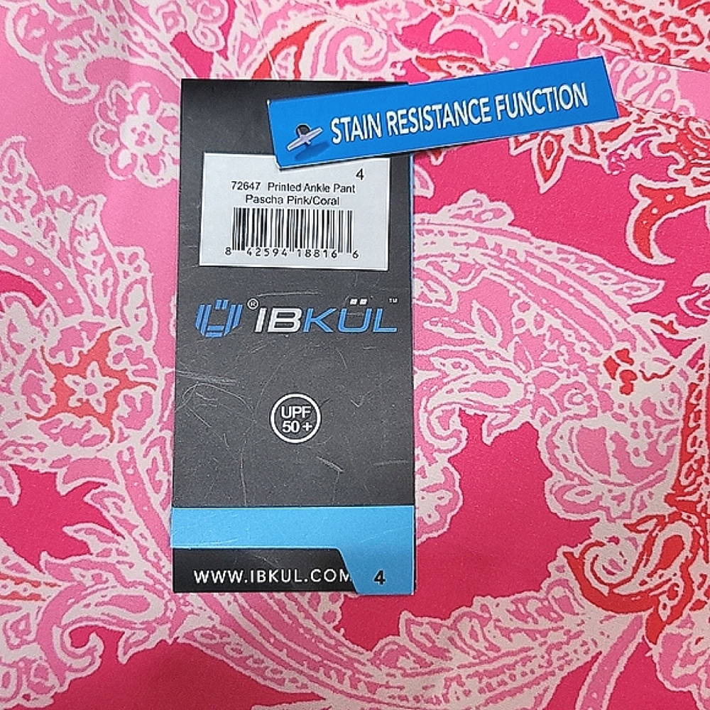 IBKUL Pink Paisley Ankle Pants Great pair of golf pants size 4 - Picture 13 of 16